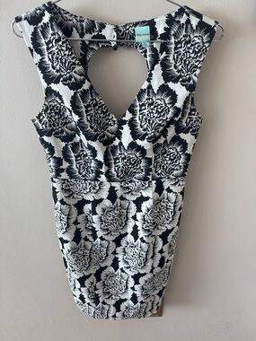 Tracy Reese Black & White Floral Cutout Sheath Dress